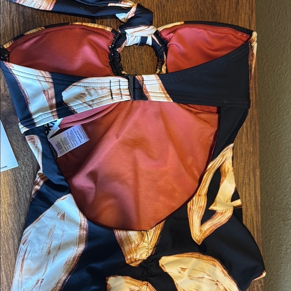 DKNY Black and Tan One Piece Swimsuit - Picture 8 of 11